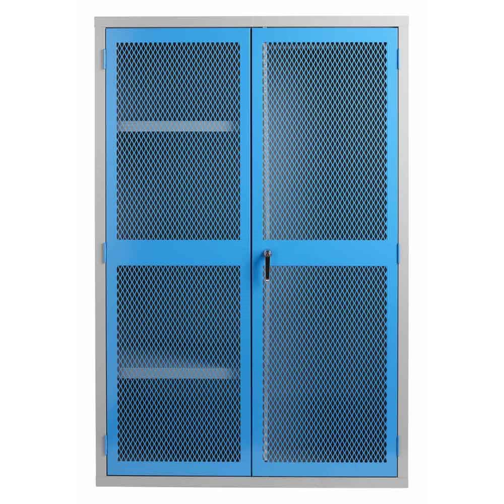 PPE Cabinet with Mesh Door, Rail & Shelves 1830H x 1220W x 459D