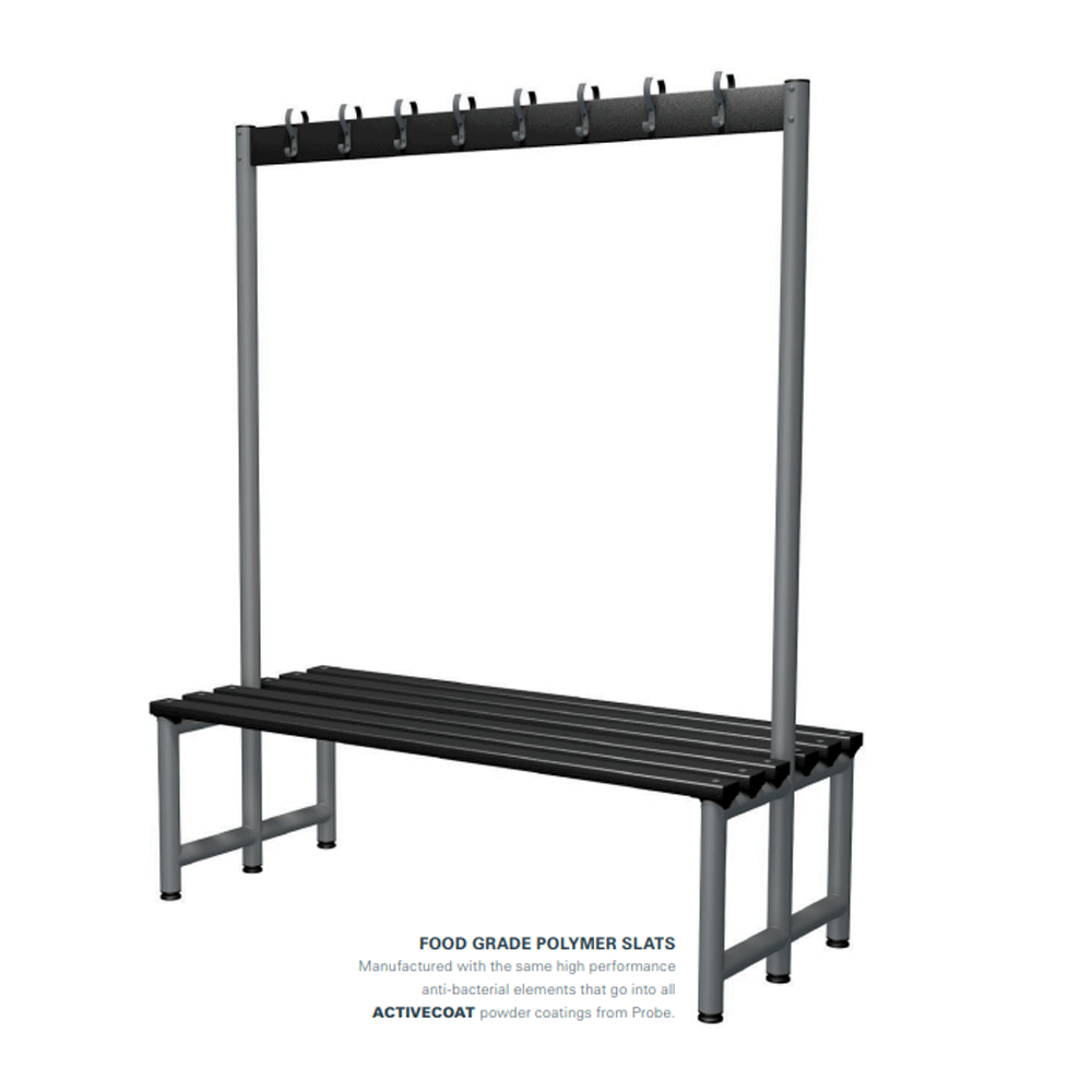 Hook Bench Double Sided with Black Polymer Slats