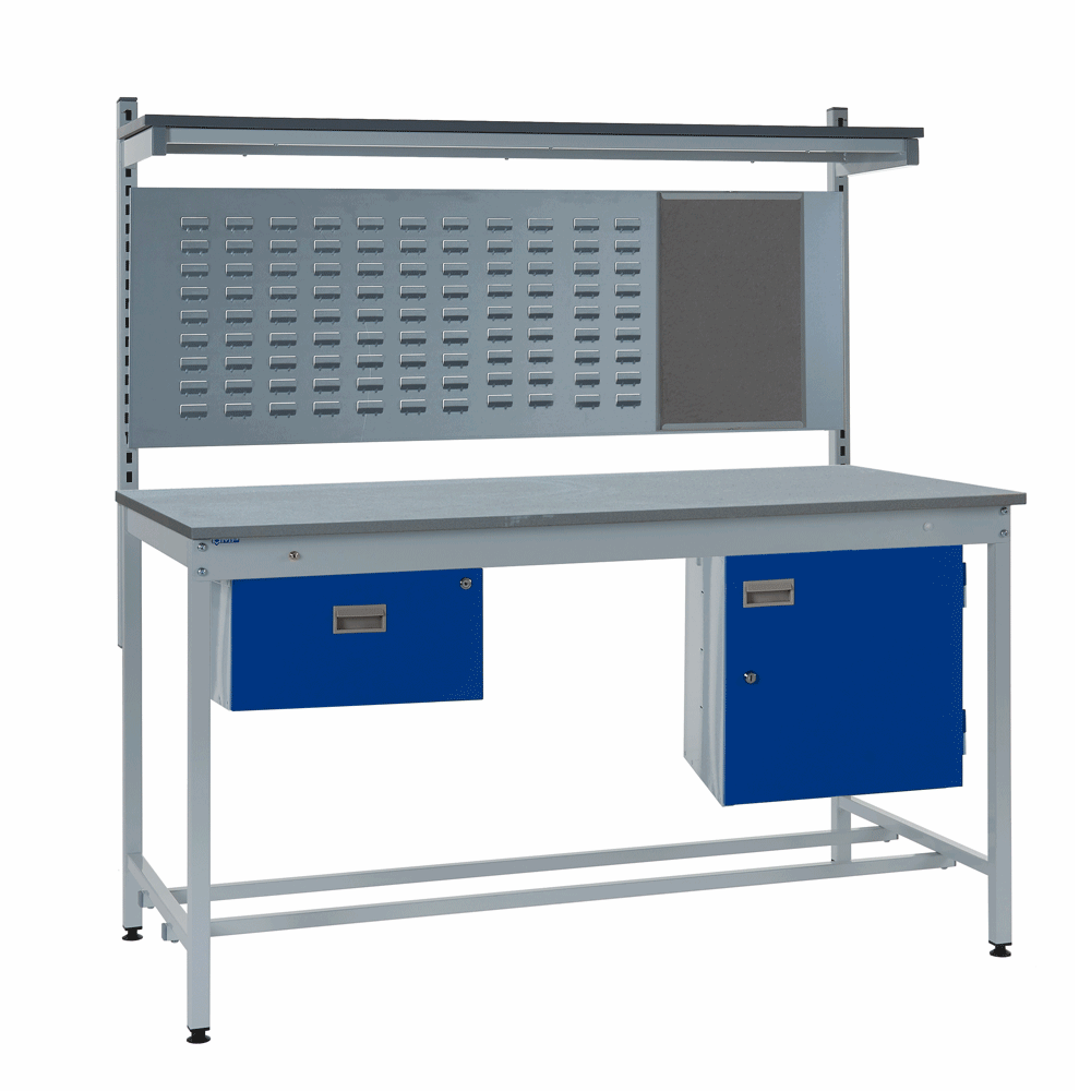 Square Tube ESD Workbench Kit C - Drawers & Louvered Panel