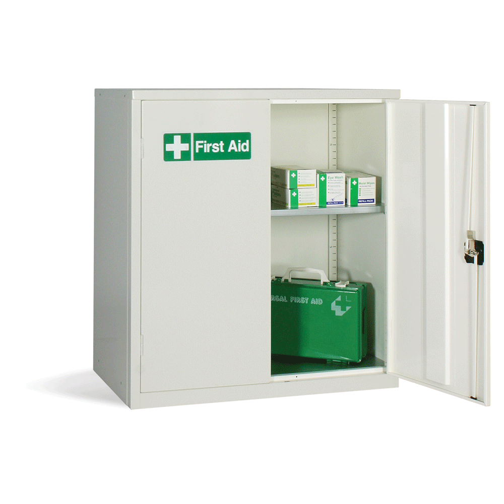 1000H Double Door First Aid Cabinet By Elite - 1000H x 915W x 457D