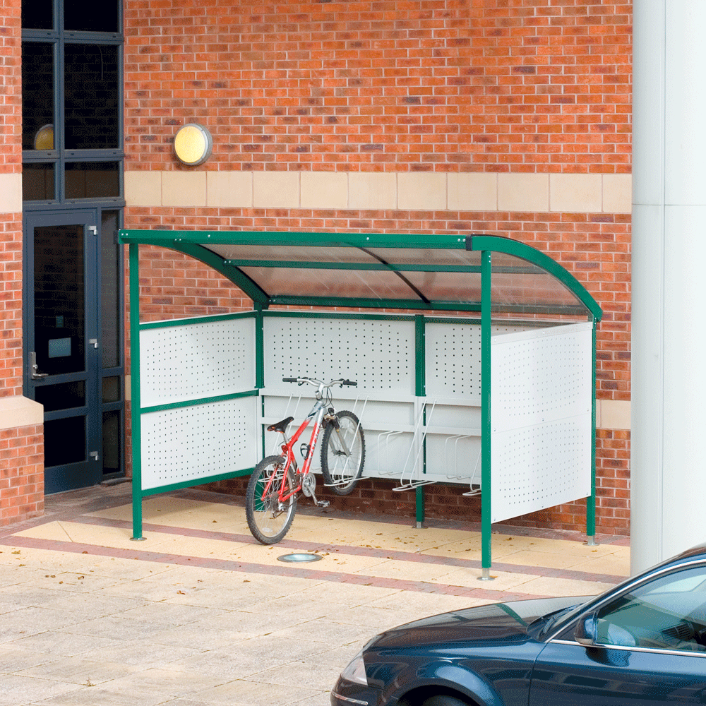 Premier Cycle Shelter - Perforated Steel Sides 2.3mH x 3mW x 2.1mD