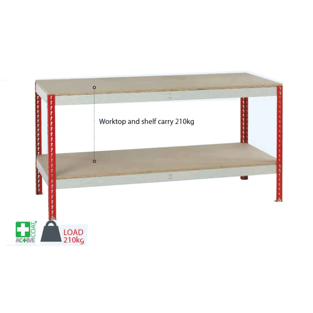 Stockrax workbench with full lower shelf