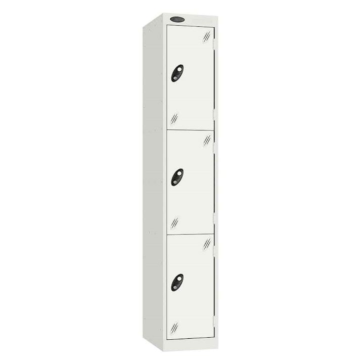 Probe White Three Door Metal Locker