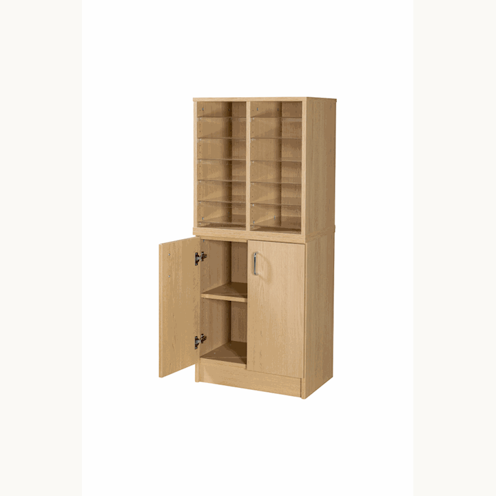 Pigeonhole Unit 12 Spaces with Cupboard 1320H x 558W x 375D