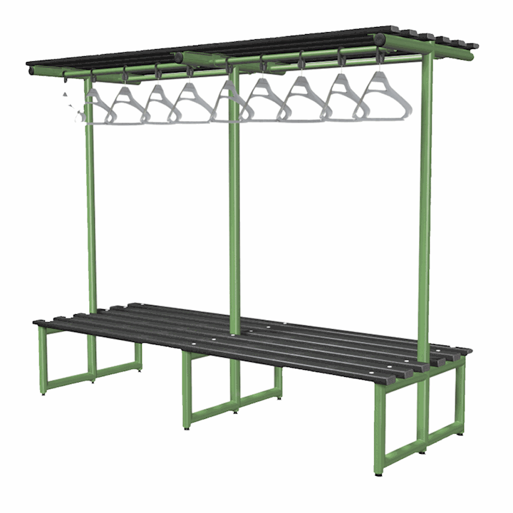 Double Sided Cloakroom Bench with Hangers