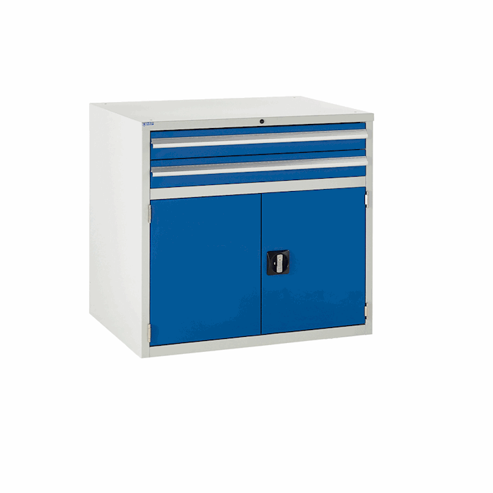 Euroslide Industrial Cabinet 825H X 900W 2 Drawers & Cupboard