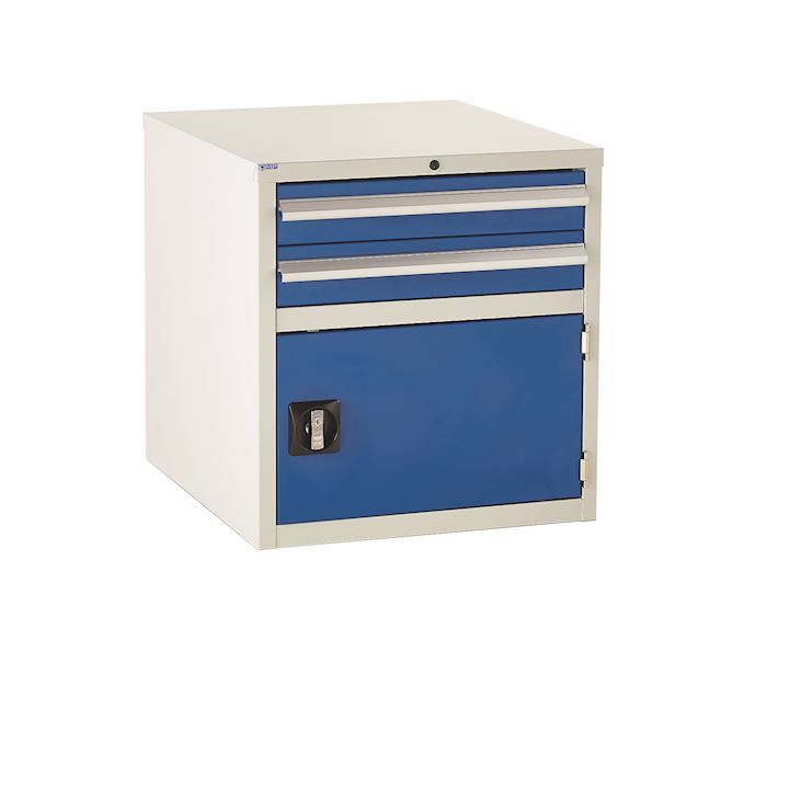 2 Drawer & Cupboard - 620H x 600W x 650D (2 x 100mm, 1 x 300mm)