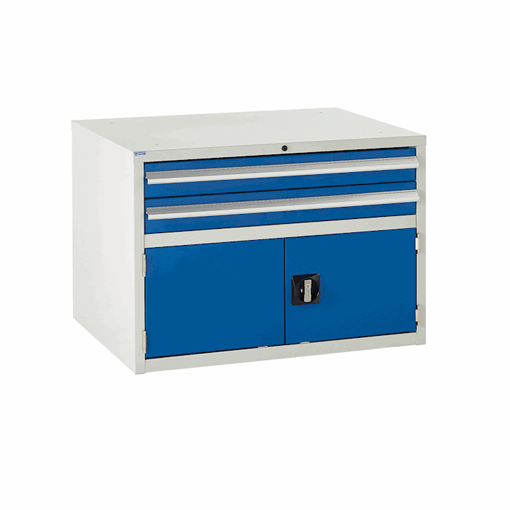 2 Drawer & Cupboard - 620H x 900W x 650D (2 x 100mm, 1 x 300mm)