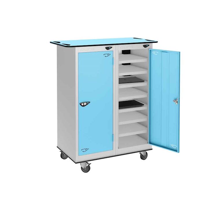 Pure CHARGE or STORE Laptop Trolley - Low 2 Door, 16 Compartments