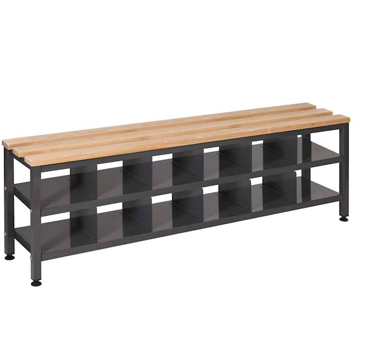 Oak Single Slatted Bench Seat with Shoe Storage  1500W