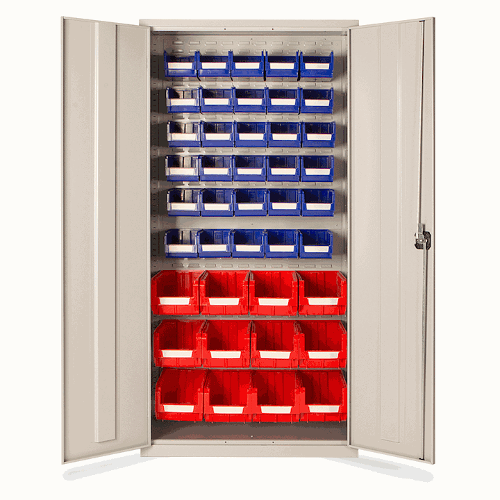Small Part Bin Cabinet with 42 Bins - 1830H x 915W x 457D By Elite
