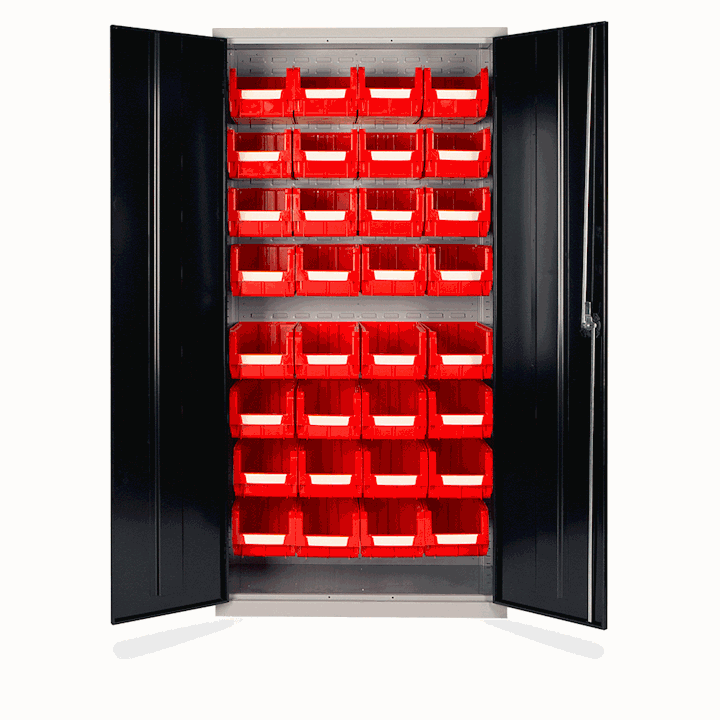 Small Part Bin Cabinet with 32 Bins - 1830H x 915W x 457D By Elite