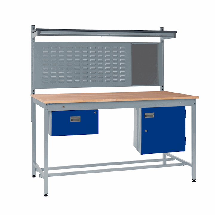 Square Tube Workbench by QMP 250kg UDL Beech 1600H x 750D Kit C