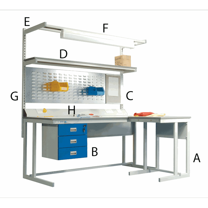 Cantilever ESD Workbench Kit G - With Extension Bench